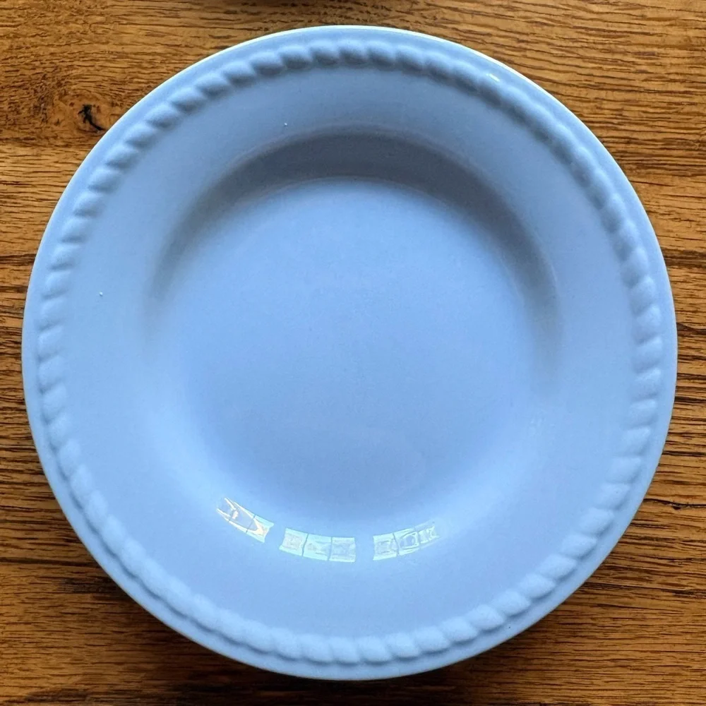 Homer Laughlin Kraft Blue set of 6 small plates- made in USA- 1940’s-1950’s!